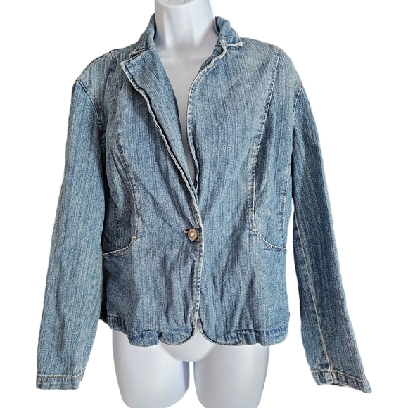St. John's Bay stretch large Jean jacket - Picture 1 of 2